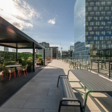 Quoin, Manchester Workplace Refurbishment - Outdoor space with ABC building in the background