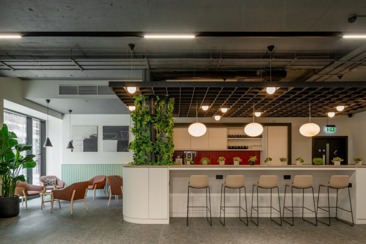 Quoin, Manchester Workplace Refurbishment - kitchen and lobby