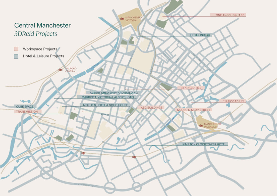 Manchester City Map with 3DReid projects highlighted
